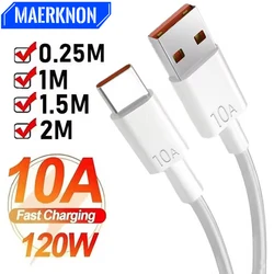 120W 10A USB Type C Cable Super Fast Charging Data Cord For Huawei P40 Honor Samsung Xiaomi Phone Charger USB Quick Charge Cable