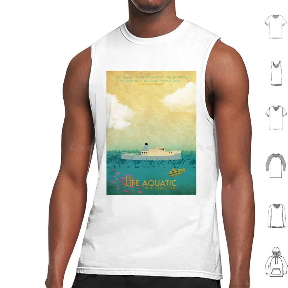 The Life Aquatic Film Poster Tank Tops Print Cotton The Life Aquatic Wes Anderson Movie Film Ocean Sea Water Minimalist