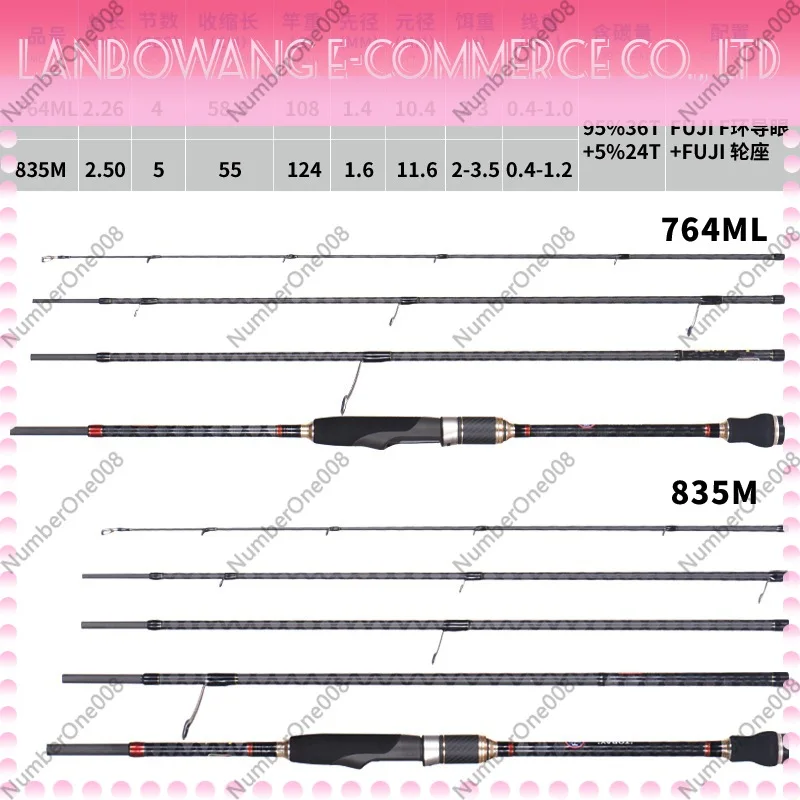 Carbon Multi-section Portable  Rod 2.26m 2.51m 4-Piece 5-Piece Luya Rod Guide Ring Accessories Light Hard Action