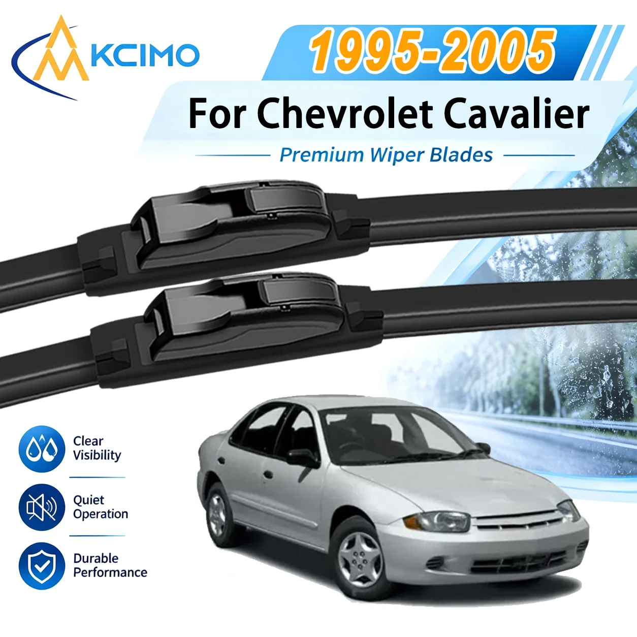 For Chevrolet Cavalier 1995–2005 Auto Front Windshield Wipers High Steel Frame UV Resistant Silent Replacement Wiper Blades