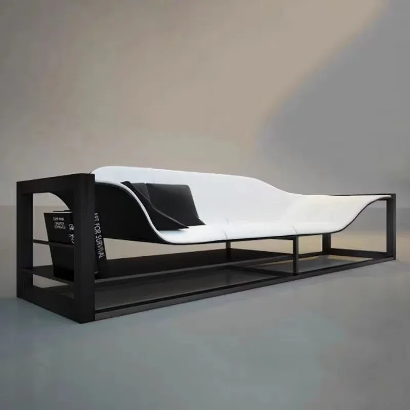 A Nordic style creative design home furniture irregular bookshelf sofa luxury leather living room leisure sofa