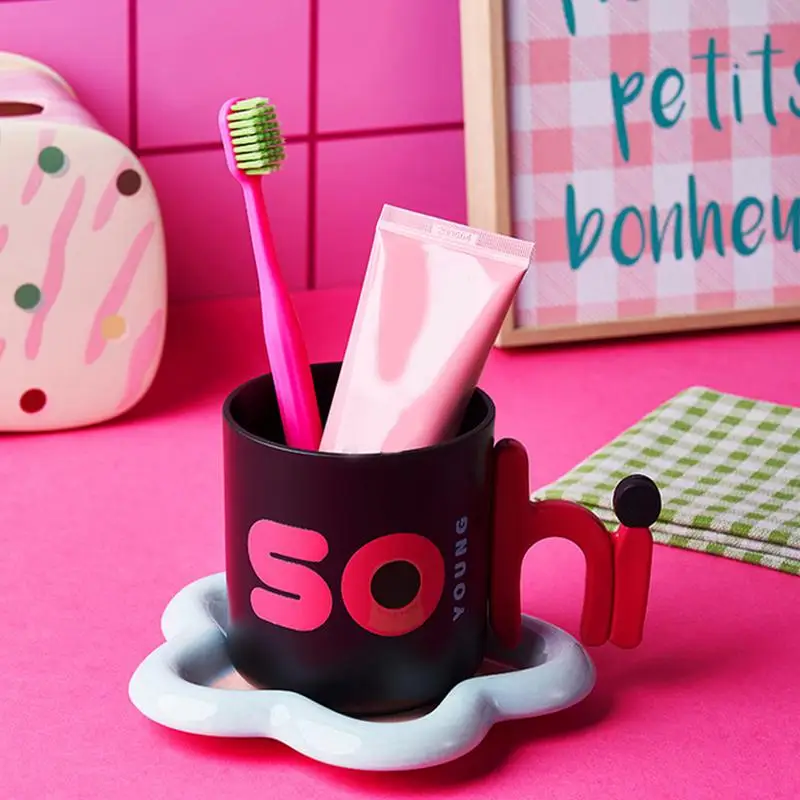 Mouthwash cup creative toothbrush cup holder household couple mouthwash cup student cute contrasting color letter water cup