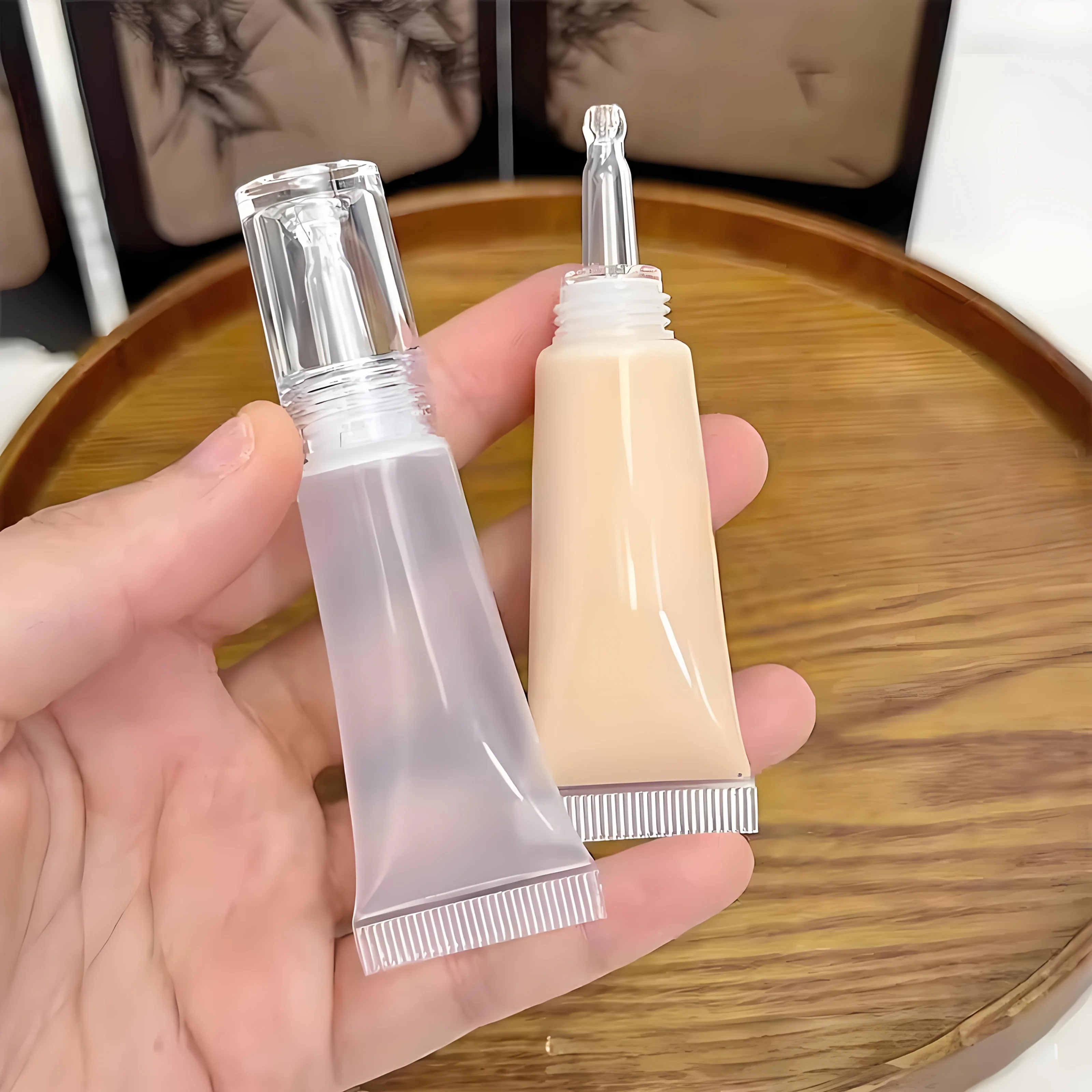 50 Stück 10/15ml Mini-Reise-Spenderbehälter, auslaufsichere tragbare Kosmetikbehälter, geeignet für flüssige Foundations und Seren – Detail 4
