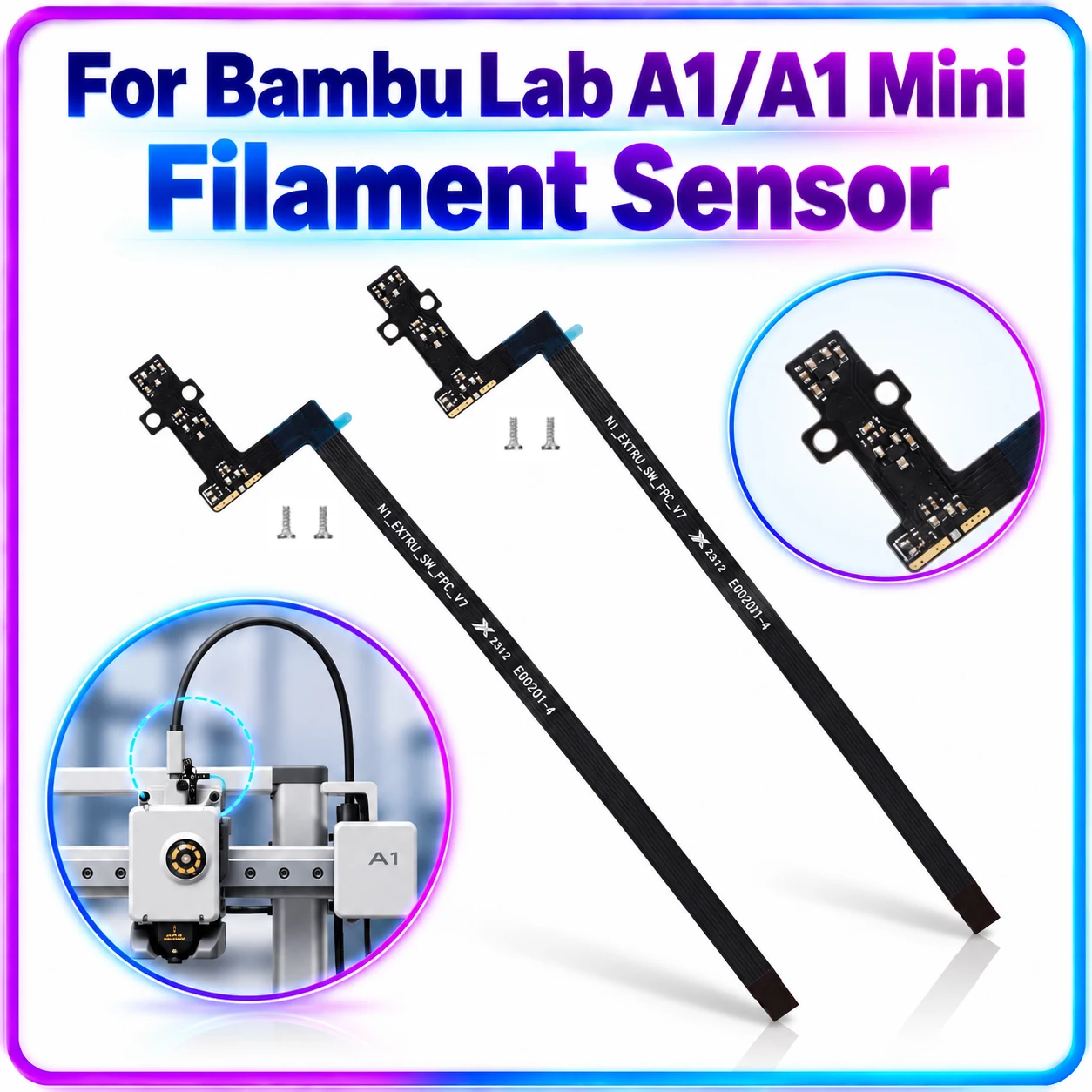 Extruder Filament Runout Sensor Hall Switch Board for Bambu Lab A1 A1 Mini with FPC Ribbon Cable Replacement 3D Printer Parts