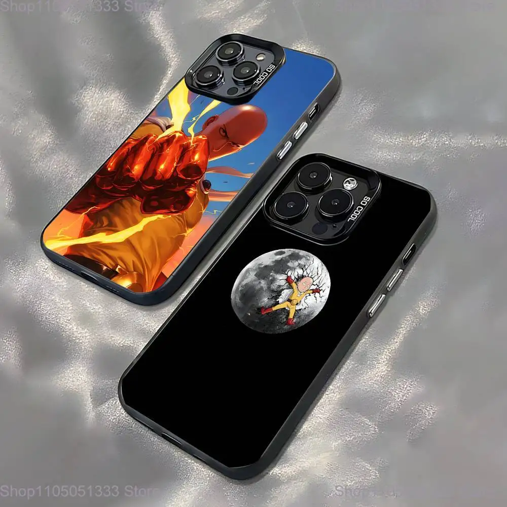 

One P-Punch Man Saitama Phone Case For iPhone 16,15,14,13,12,11,Pro,XS,Max,Plus,Mini,SE Black Candy Matte Shockproof Cover