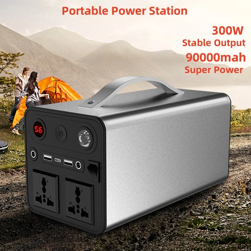 300W 90000mah Power bank Lithium Battery Portable Power Station Generator 110V220V For Home Camping RV Emergency