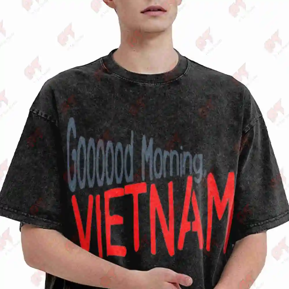 Good Morning Vietnam Oliver Stone Movie Vintage Washed Tee Pure Cotton T-Shirt
