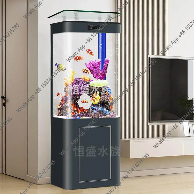 

Household water-free new fish tank living room integrated molding vertical office glass aquarium bottom filter