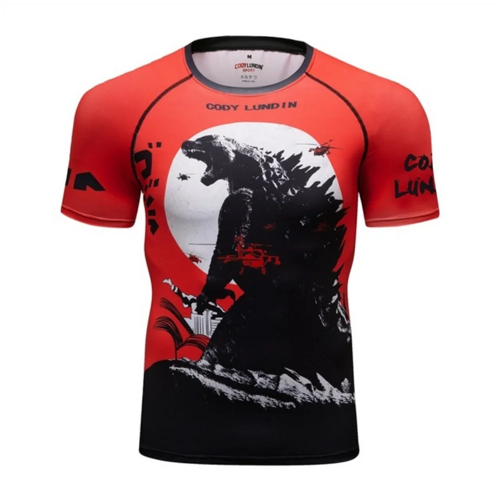 Men Compression Shirt MMA Short Sleeve T Shirts Gym Fitness 3D Printed Female Ladies Quick Dry Fit Tight Sport Running Tee Tops