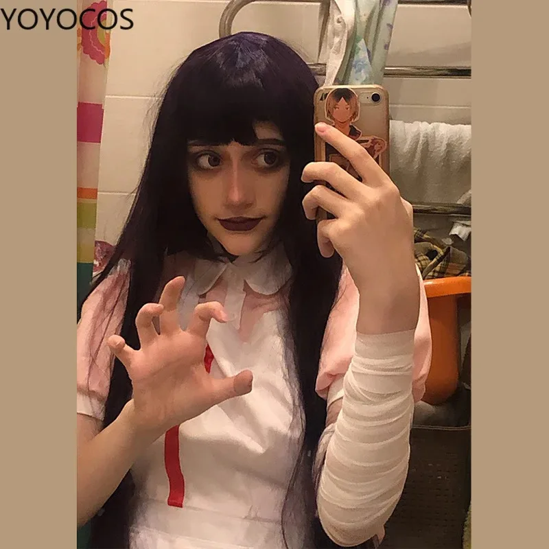 Yoyoocos danganronpa dangan ronpa 2 mikan tsumiki cosplay traje halloween carnaval festa traje bonito uniforme conjuntos vestido mulher