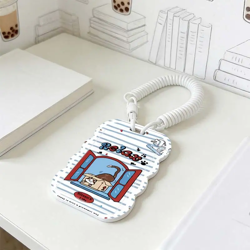Card Holder for Photo Protector Kpop Photocard Holder Student Bus/Meal Card Protection Case Stretchable Spring Cord