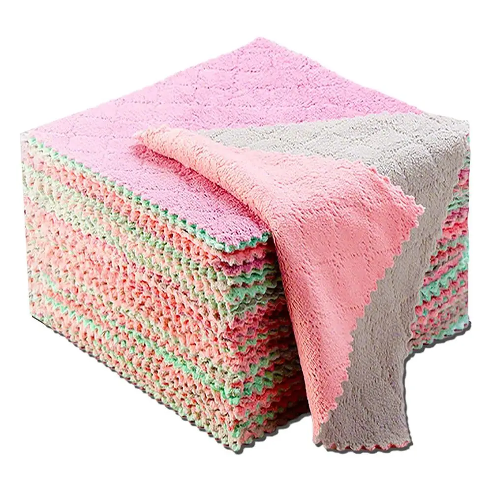 Remove Oil Microfiber Cleaning Cloth with 2 Color Assorted Fast Drying Thickened to Absorb Water Durable Super Absorbent