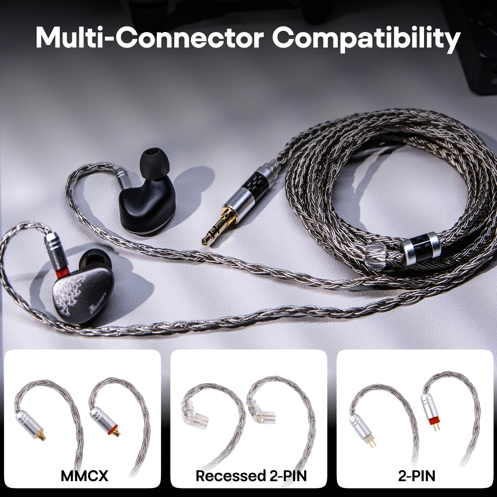 Tripowin Zonie 2 metry 16-żyłowy posrebrzany kabel Kabel słuchawkowy SPC QDC MMCX 2 PIN dla 7HZ Zero — zdjęcie produktu 5