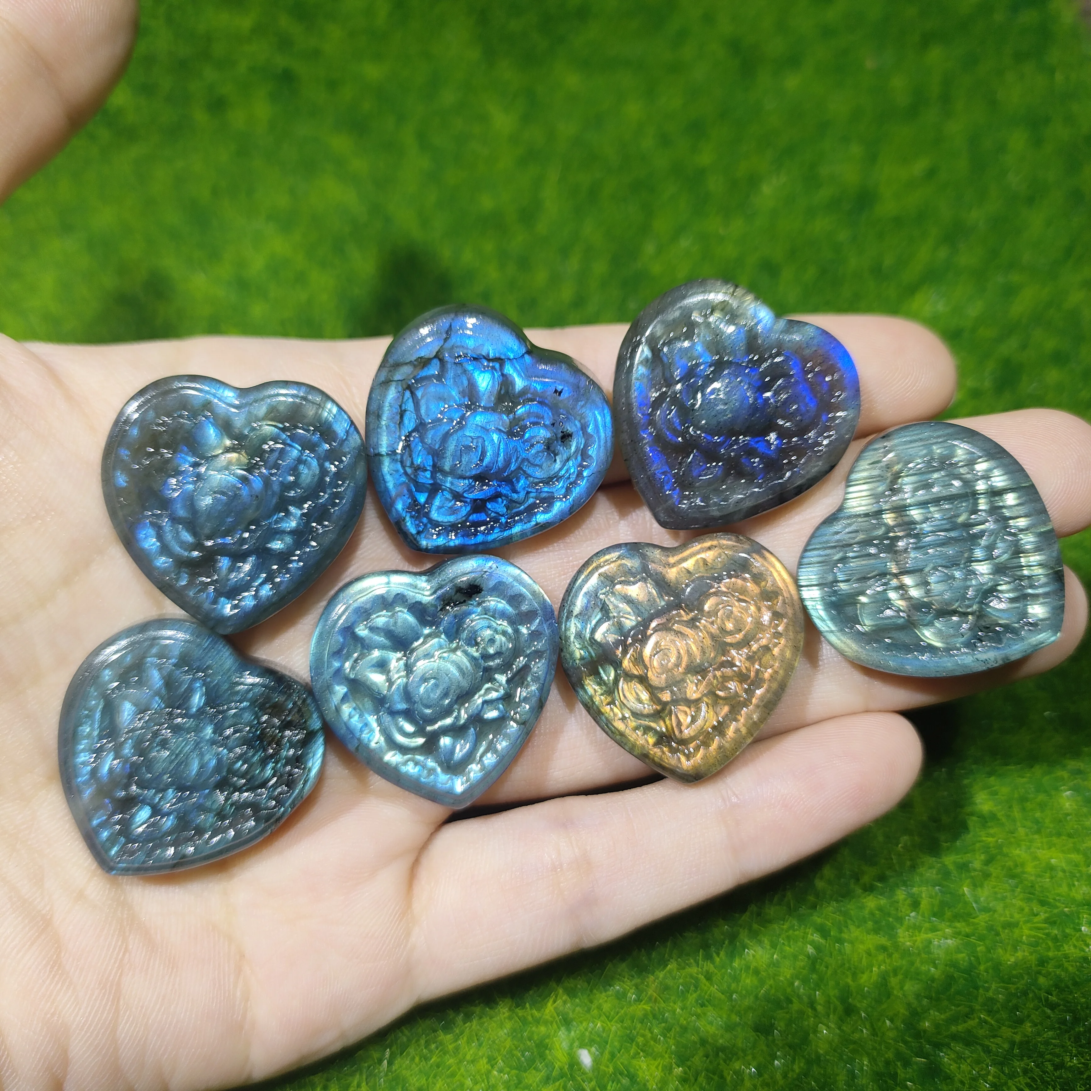 Natural Labradorite Heart-shaped Rose Double-Sided Reflection Gifts for Home Decor, Friends and Family During The Holidays