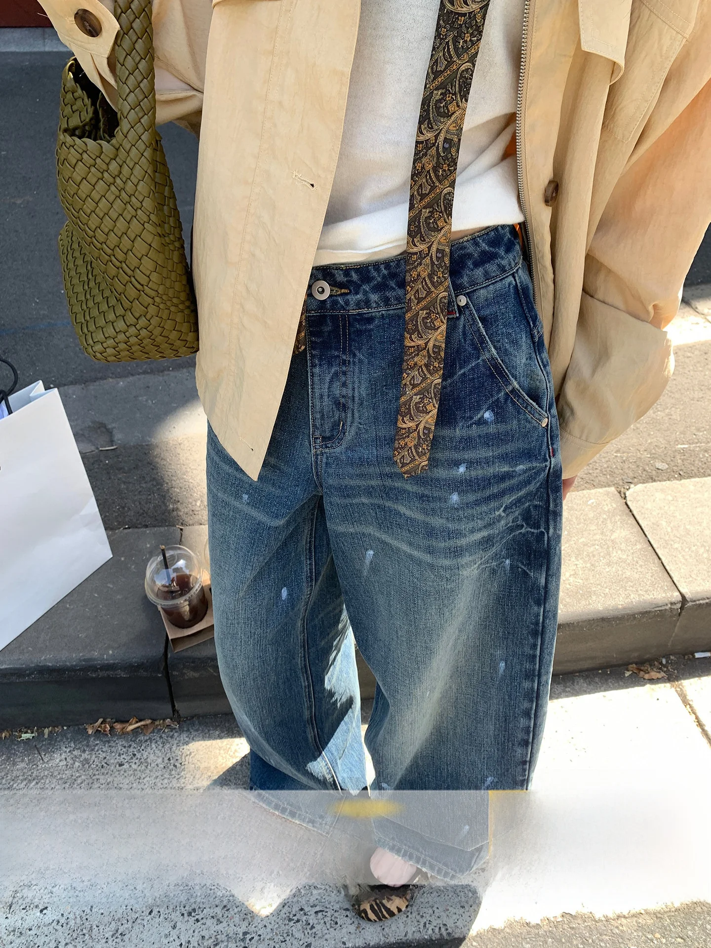 

Широкие джинсы из хлопка с низкой посадкой, на пуговицах, однотонные, для повседневной носки, весенние женские джинсы из денима