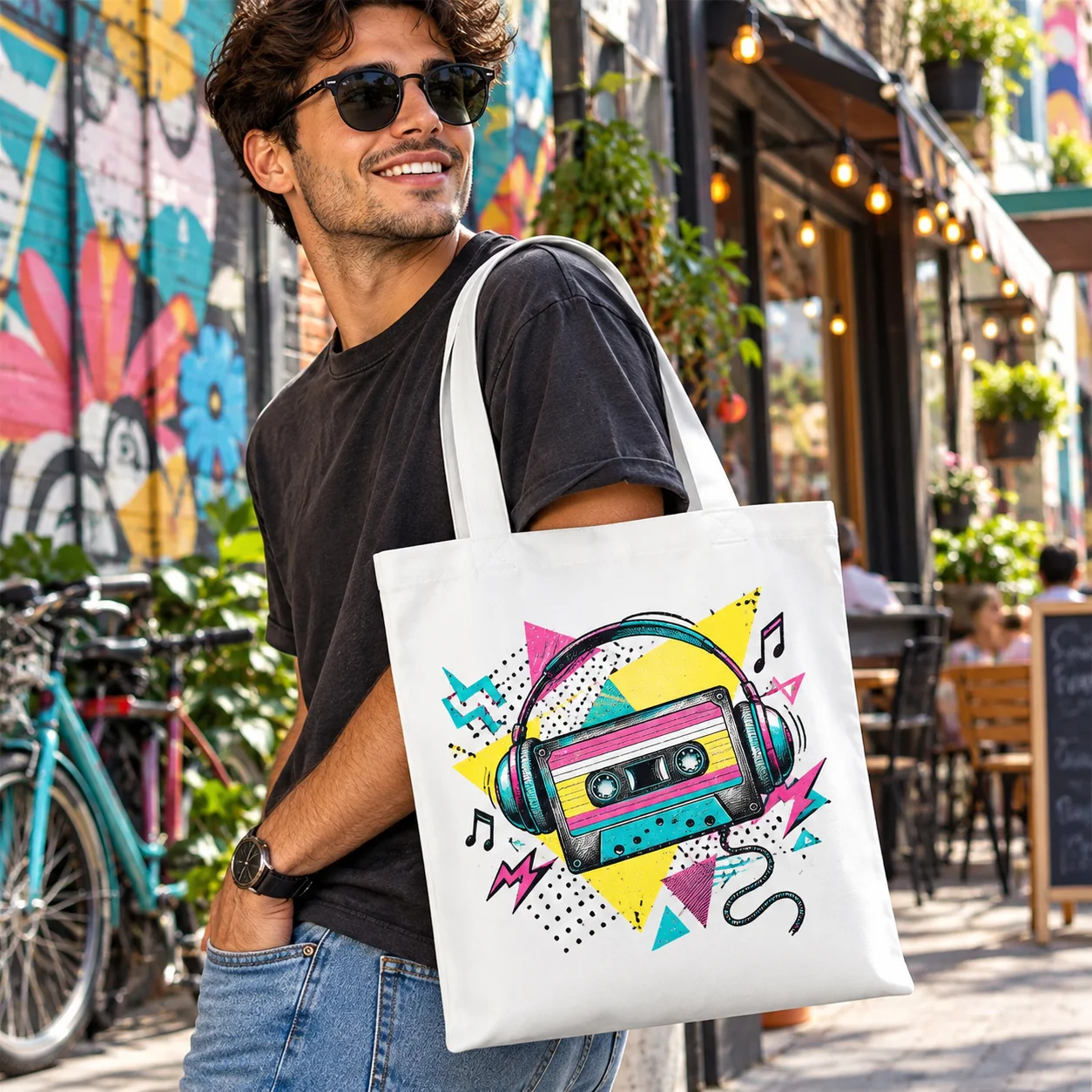 Custom Canvas Tote Bag Personalized Single Side Partial Printing, Custom Your Image Text Moon Phase Tarot Design Shoulder Bag, R