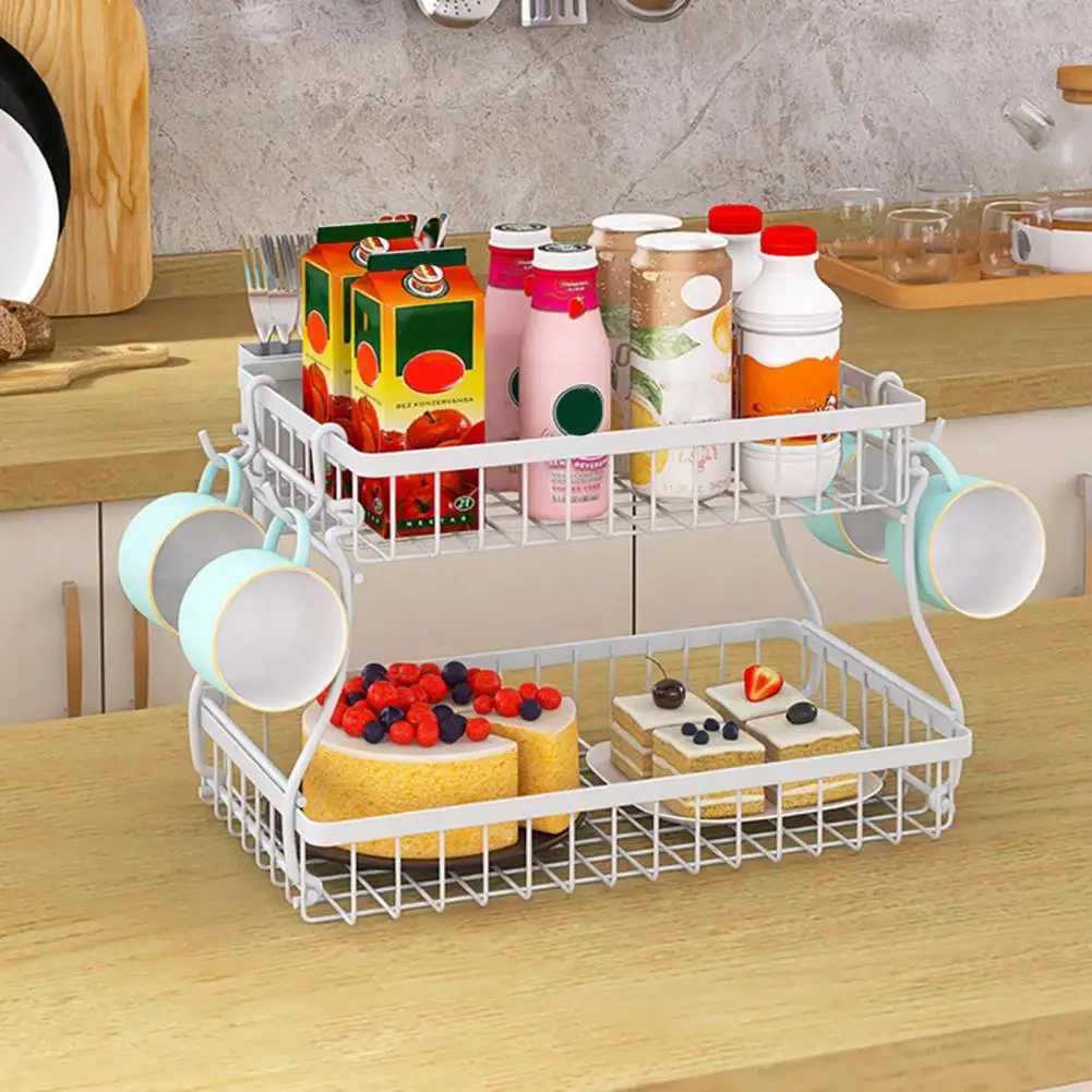 

Kitchen Storage Basket Rectangular Metal Fruit Bowl with Detachable Hooks for Kitchen Storage Capacity Vegetable for Organizing