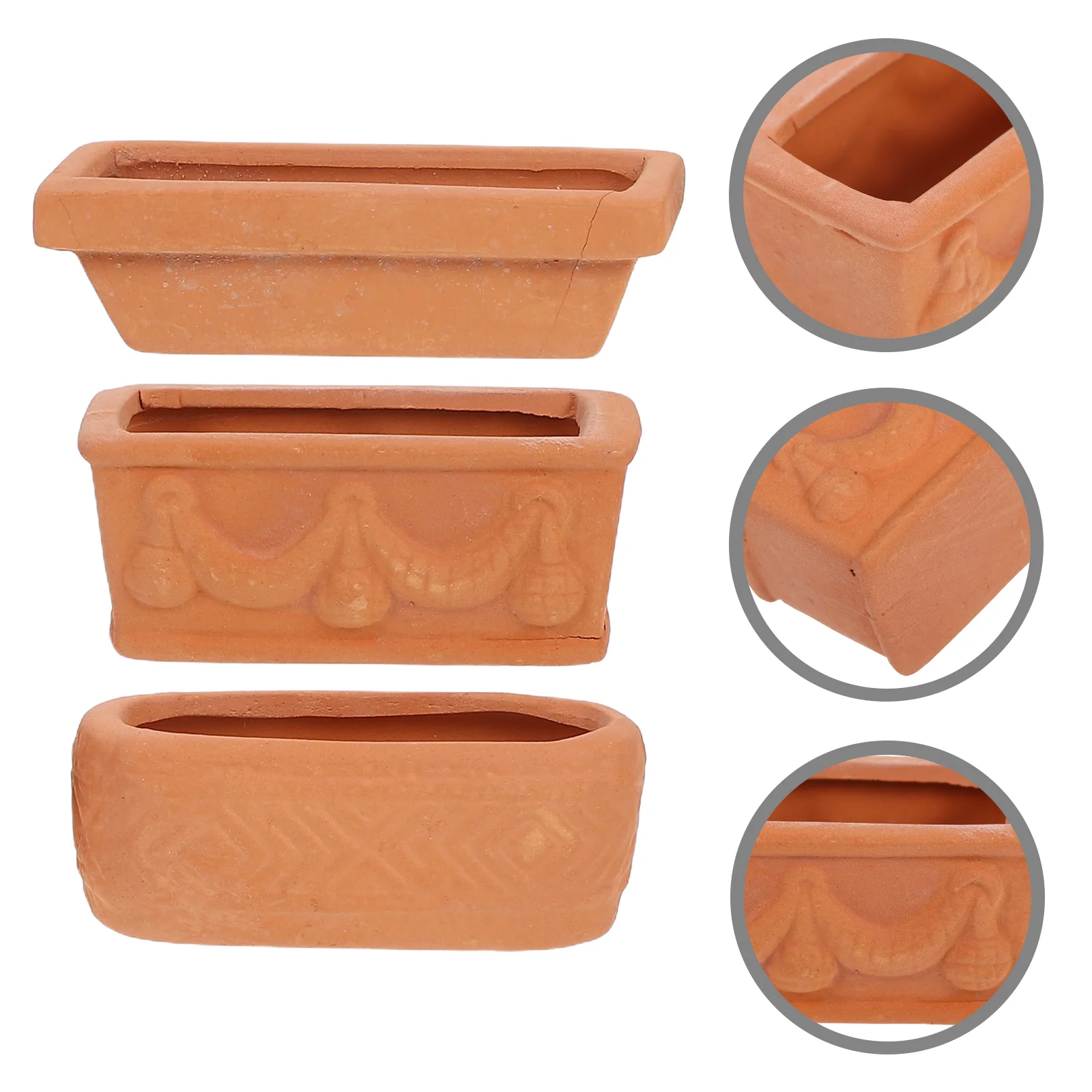 3 قطع من أصيص الزهور المصغر، أواني الطين، زارع الديكور، الفخار الزخرفي، الطين