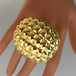 Yuminglai High Quality Ladies Party Ring 18K-Real-Gold-Plated Ring For Women Free Delivery Big Exaggeration Ring Gift FHK16656