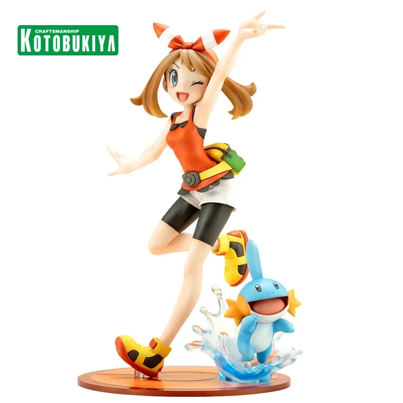 Stock Original KOTOBUKIYA Artfx J Pokemon Series May with Torchic 1/8 19.5CM Anime Action Figures Toys Collectible Model Gifts