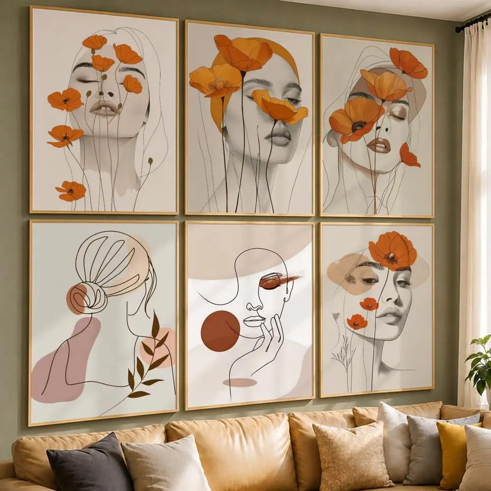 Abstract Art A-Abstract FaceS Poster Vintage Retro Anime Poster Stickers Peel and Stick Wall Art Home Decor