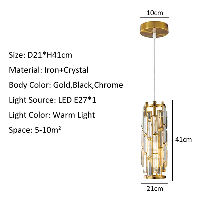 Small Gold Crystal Chandelier Lighting Modern Black Pendant with LED Lights for Kitchen Dining Room and Entryway - Image 6