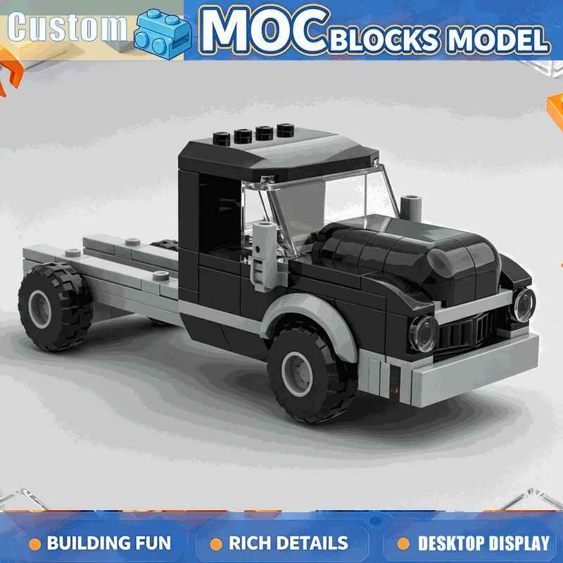 135PCS Classic Straight Frame Pickup Truck Building Blocks Vintage Utility Vehicle Model DIY Assembly Toy Creative Display Gift