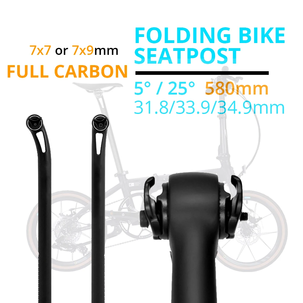 

Black Matte BMX/Folding Bike Carbon Fibre Seatpost 5°/25° Offset 31.8/33.9/34.9mm Folding Bike for C/P/T Line Bicycle Seatpost