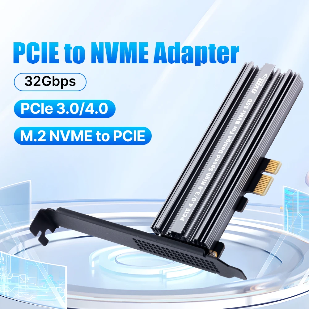 

Адаптер fenvi M.2 NVME SSD-накопитель PCIe 4.0 3.0 с алюминиевым радиатором, 32 Гбит/с, B&M-ключ, карта расширения PCIe x1 x4 x8 x16 для настольных ПК