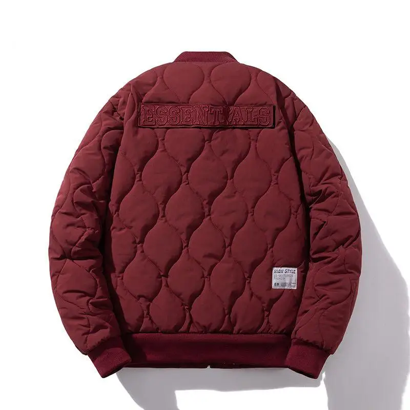 

Thiened Diamond Pattern Cotton Jaet Men's Winter Warm Baseball Sle Pilot Coat Couple Matching Outerwear Long Sve