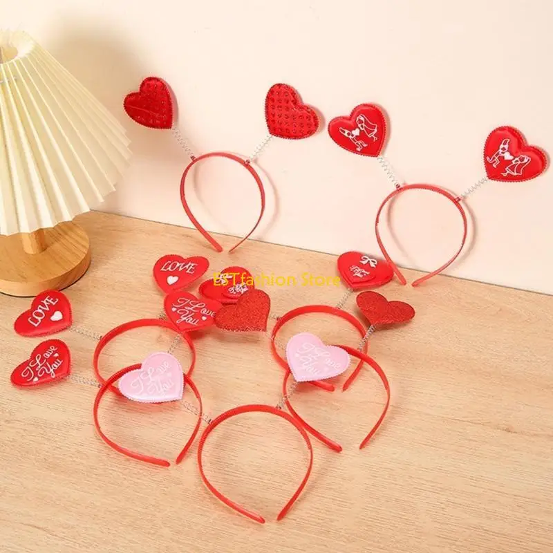 

Y5GC Heart HeadBopper Headband Sequins Heart Headband Valentines Headband For Girls