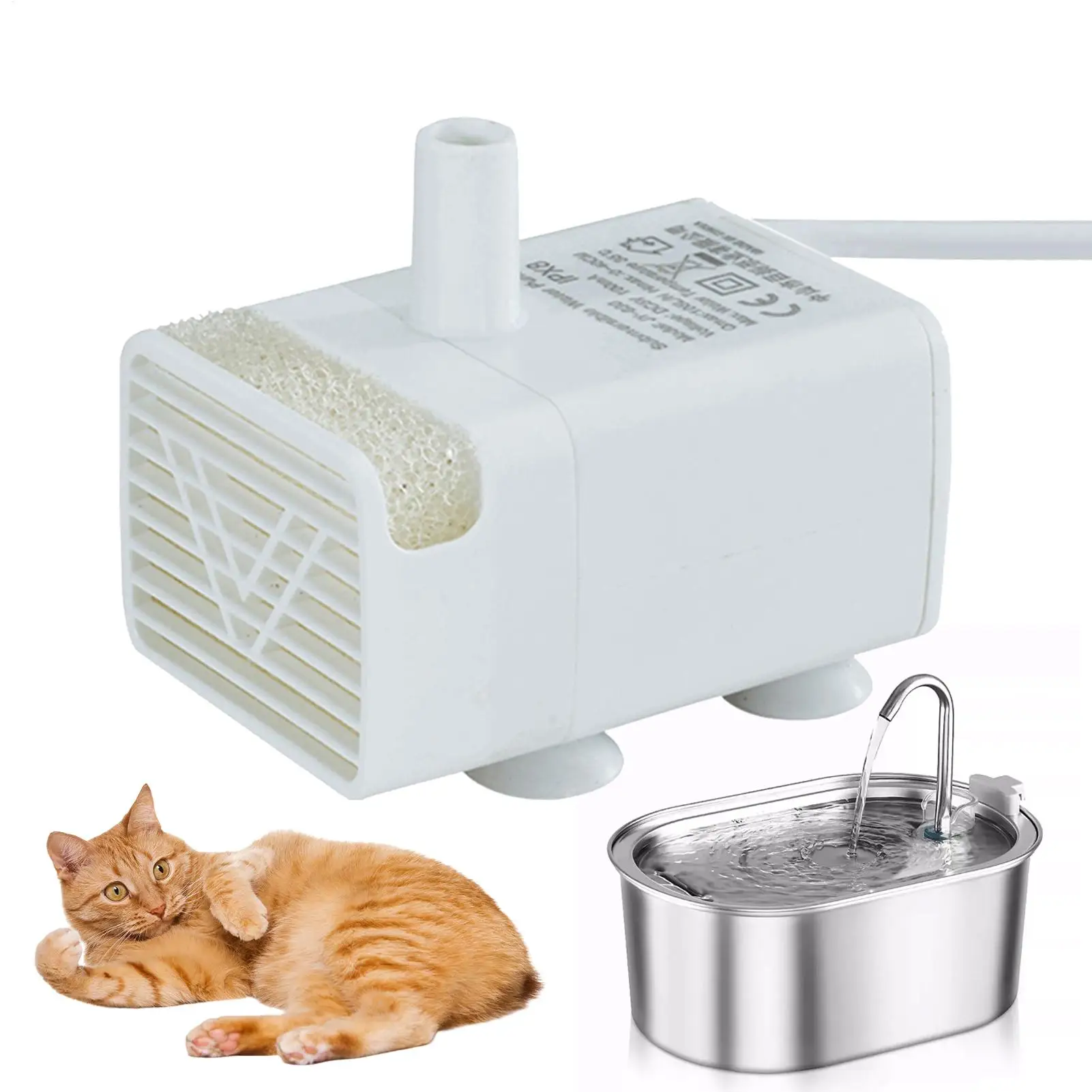 Pompe à eau pour fontaine à chat, moteur anti-brûlure à sec, distributeur d'eau de remplacement, ultra-silencieuse, USB pour usage domestique