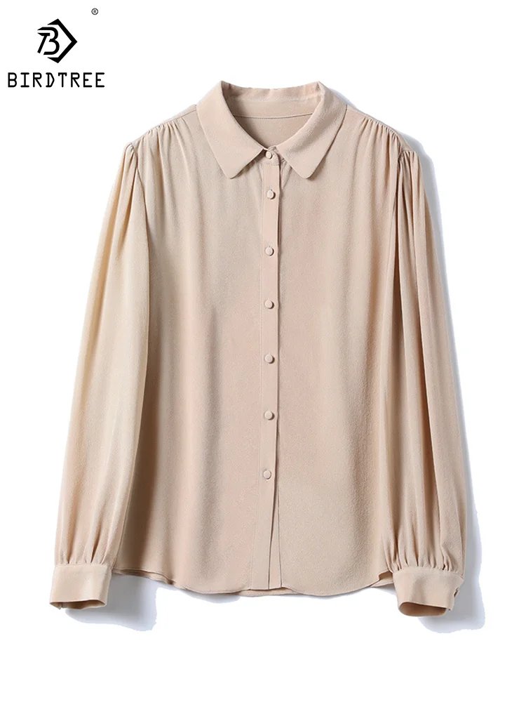 

BirdTree 100%Real Silk OL Shirt, Women Long Sleeve Turn-down Collar, Fashion Elegant All-match Blouse, 2024 Spring New T43532QM