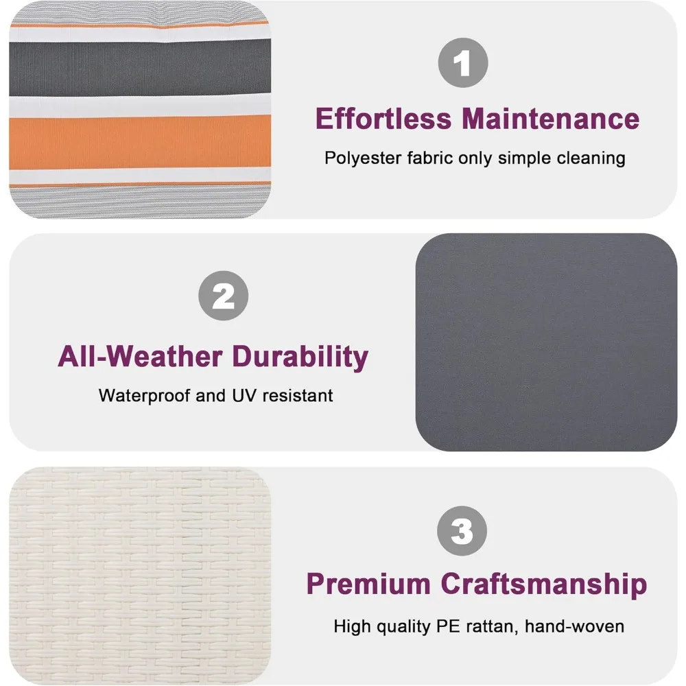 أرجوحة خوص خارجية لشخصين مع وسائد ووسائد للاسترخاء في الفناء أو بجانب حمام السباحة #6