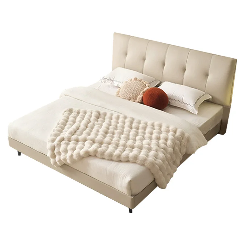 Italian minimalist 1.8m flush edge double bed size apartment wedding bed modern minimalist leather art bed