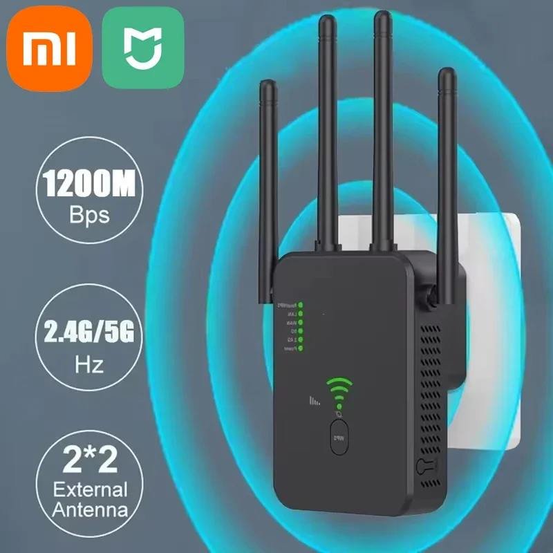 Xiaomi-Mijia WiFi Amplifier Pro, Expansor de Rede, Extensor de Alcance, Roteader, Roteador Wi-Fi Sem Fio, 1200M, 2.4G, 5G