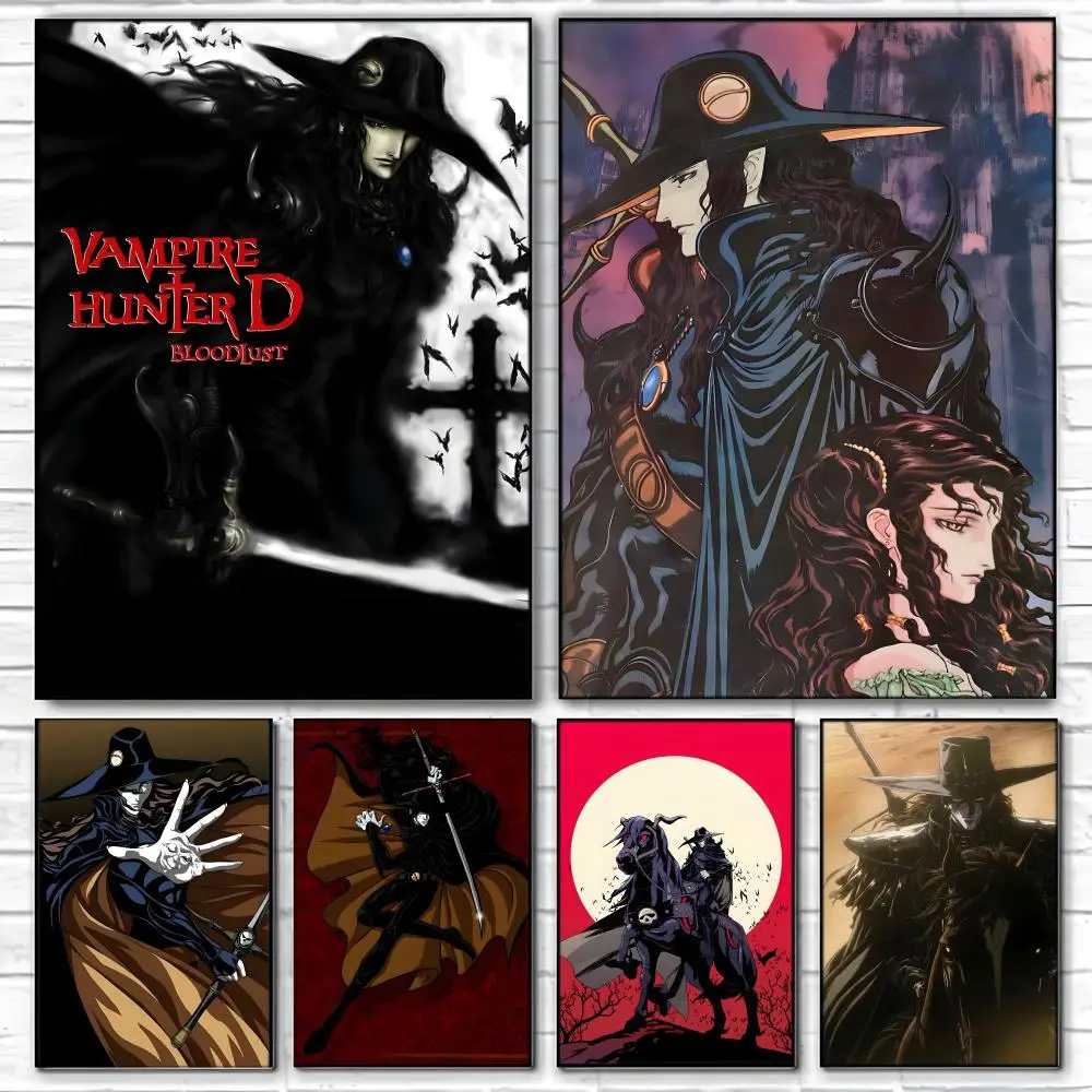 Horror Gothic Anime V-Vampire Hunter D Poster  Self-adhesive Art Waterproof Paper Sticker Coffee House Bar Room Wall Decor