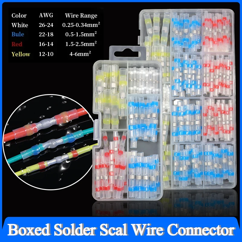 

1~5Pcs Solder Seal Wire Connector Boxed 3:1 Heat Shrink Sealed Insulated Butt Splice Terminal Waterproof Butt Connectors Kit
