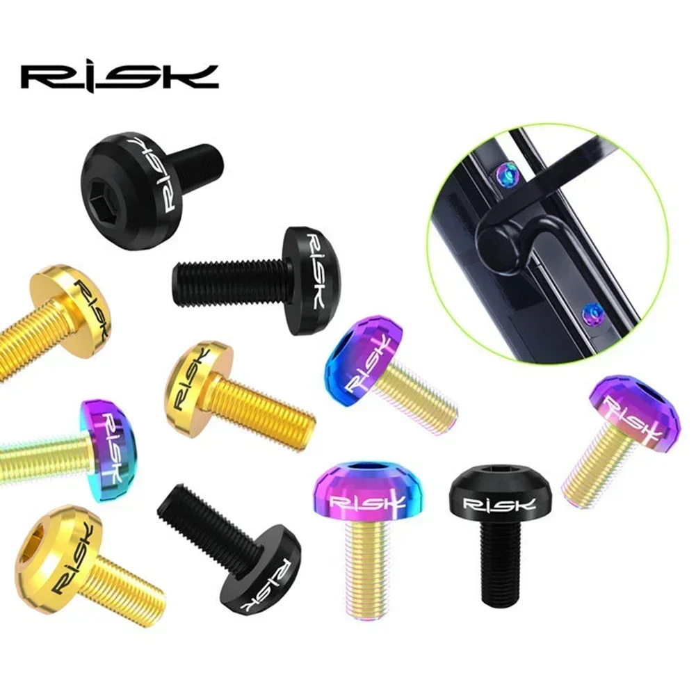 RISK M5x12mm Titanium Alloy Bike Bottle Holder Screw Bicycle Water Bottle Cage Bolts Black/titanium/colorful/gold Bicycle Part