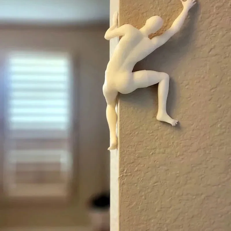 Hot Sale Unique Climber Sculpture Wall Decor Figure Resin Mountaineering Sculpture Room Decoration Wall Decor Halloween Gift