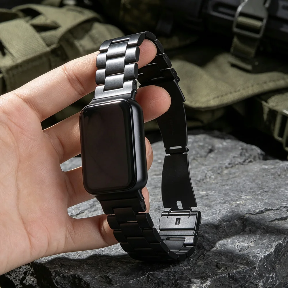 Solid Three Beads Stainless Steel Strap for Xiaomi Band Mi 8Pro 9Pro 10Pro Bracelet Redmi Watch 4/5/6 Breathable Wristband