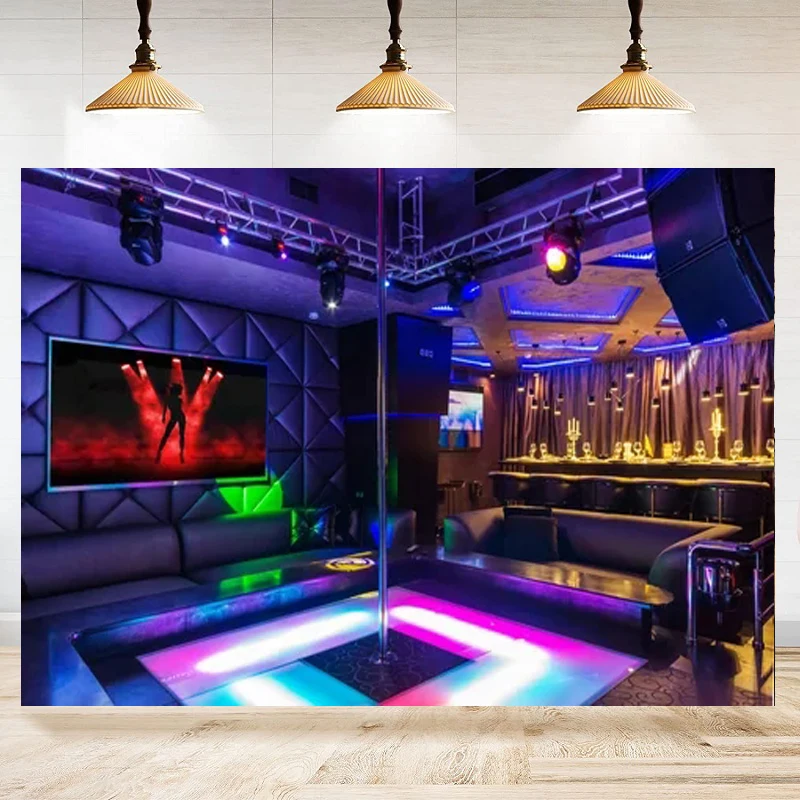 Nightclub Photography Backdrop Dance Pole Bar Club Interior Dancefloor Ballroom Sexy Striptease Nightlife Background Portrait