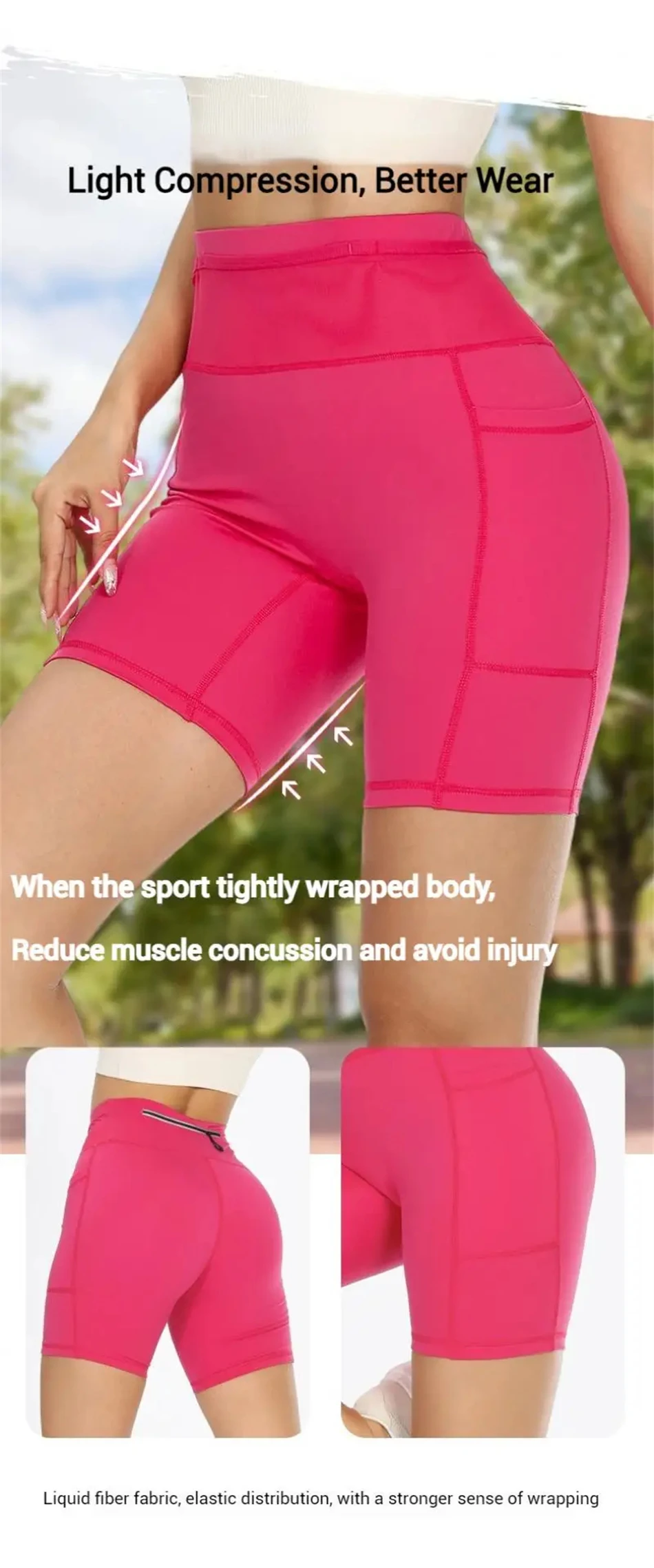 Schnell trocknende Marathon-Laufshorts für Damen mit Hüfttasche, Kompressions-Radlerhose, Jogging-, Yoga-, Fitness- und Outdoor-Sportshorts – Detail 4
