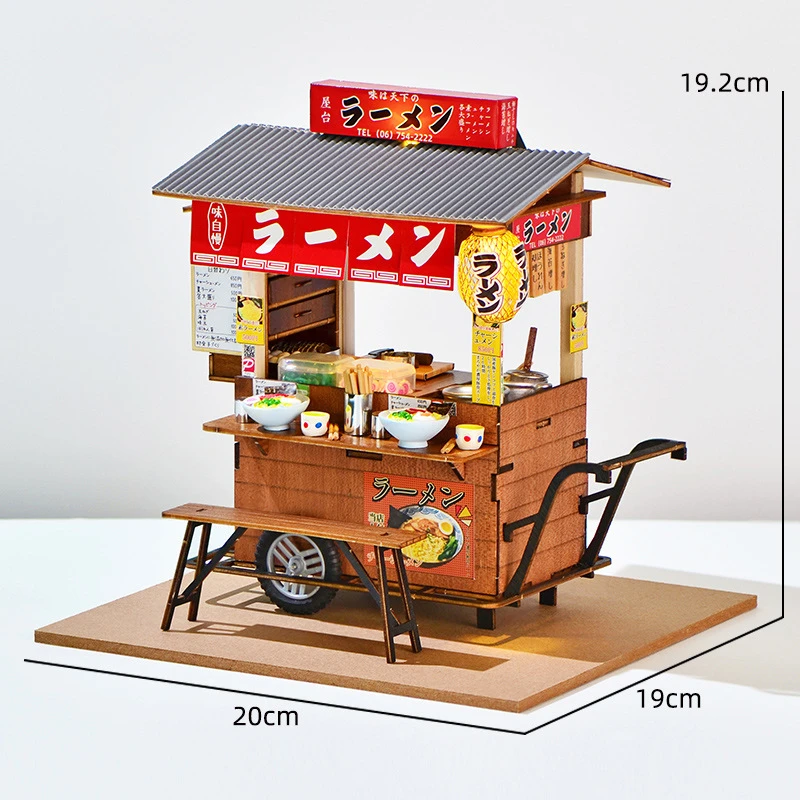 Diy de madeira japonês yatai-amen casa casas de boneca modelo em miniatura kit villa casa de bonecas com móveis para amigos presentes de aniversário