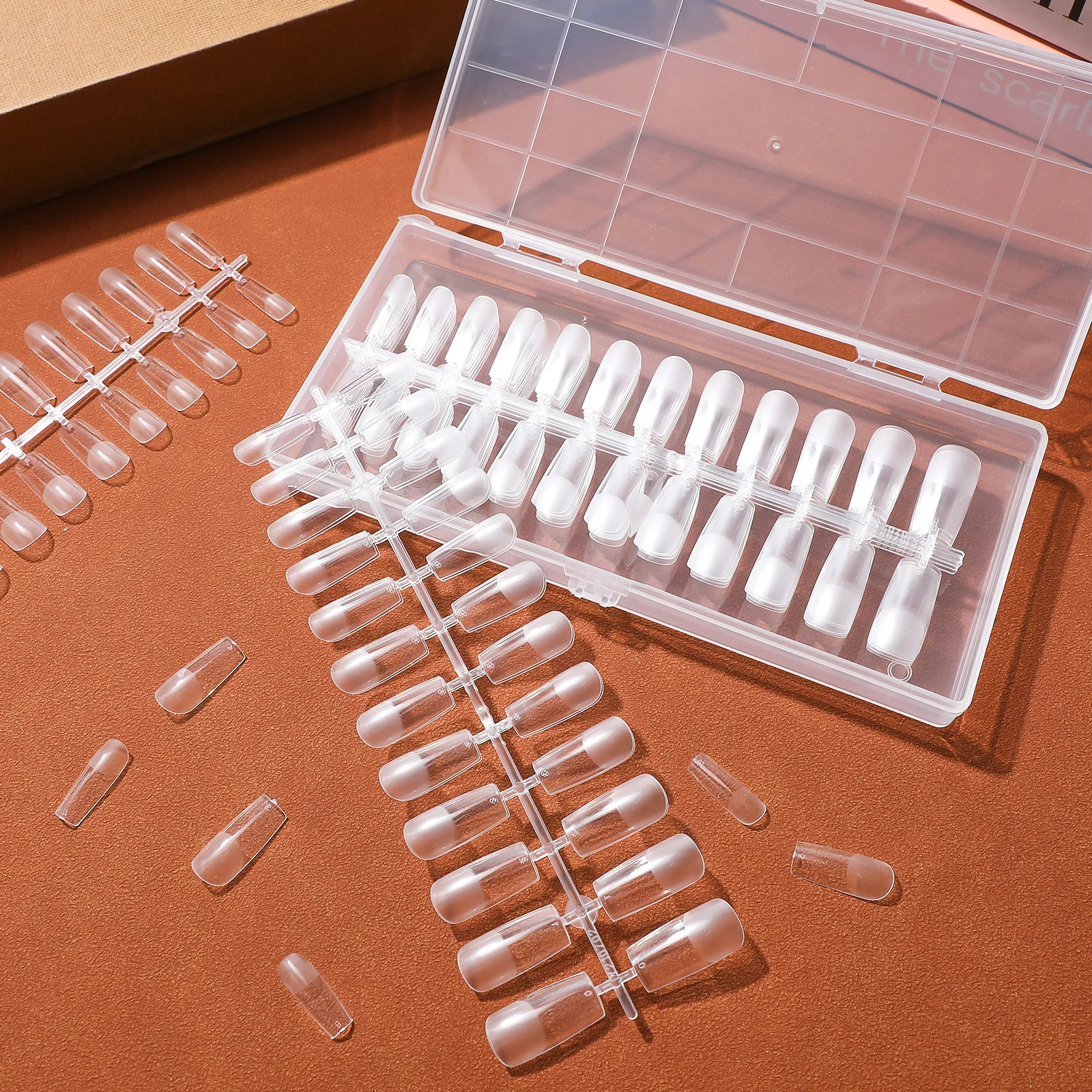 240Pcs Transparent Square Nail Tips Full Cover Nail Extensions Artificial Nails for Gel Polish Practice Square Nails