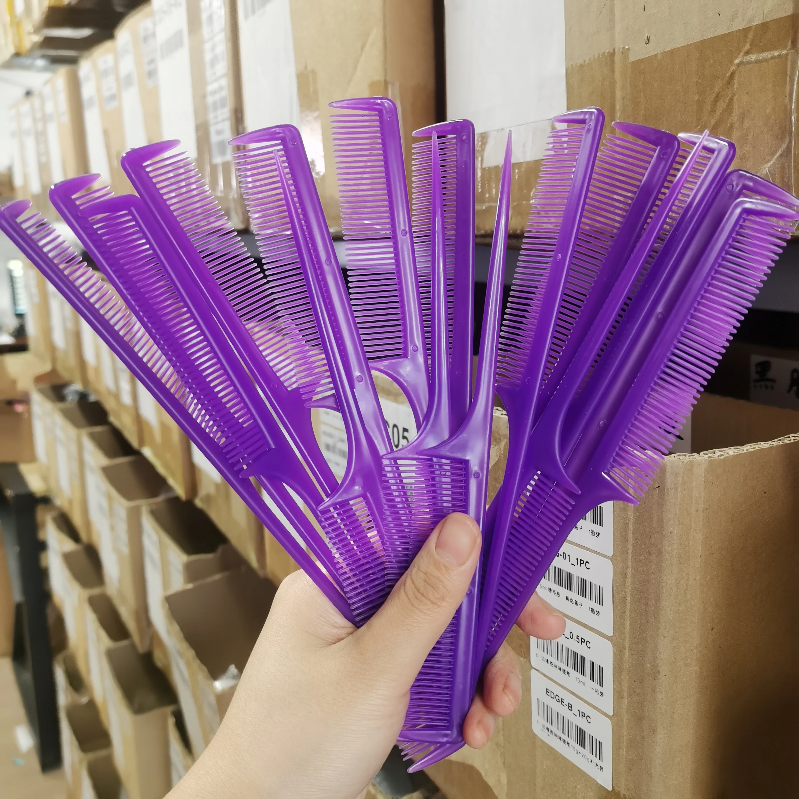 مشط بناتي مضاد للكهرباء الساكنة، أداة تصفيف شعر احترافية في الصالونات، مشط ذيل حصان عصري، 10 قطع/مجموعة