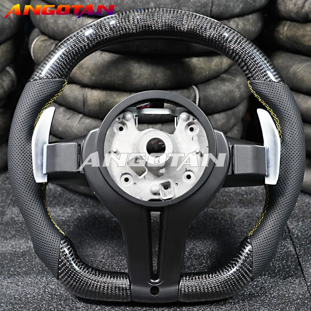 Leather Carbon Fiber Steering Wheel For BMW M2 M4 M3 M5 1 2 3 4 5 6 7 Series X1 X2 X3 X4 X5 X6 LED Paddle Shift Sport Wheel