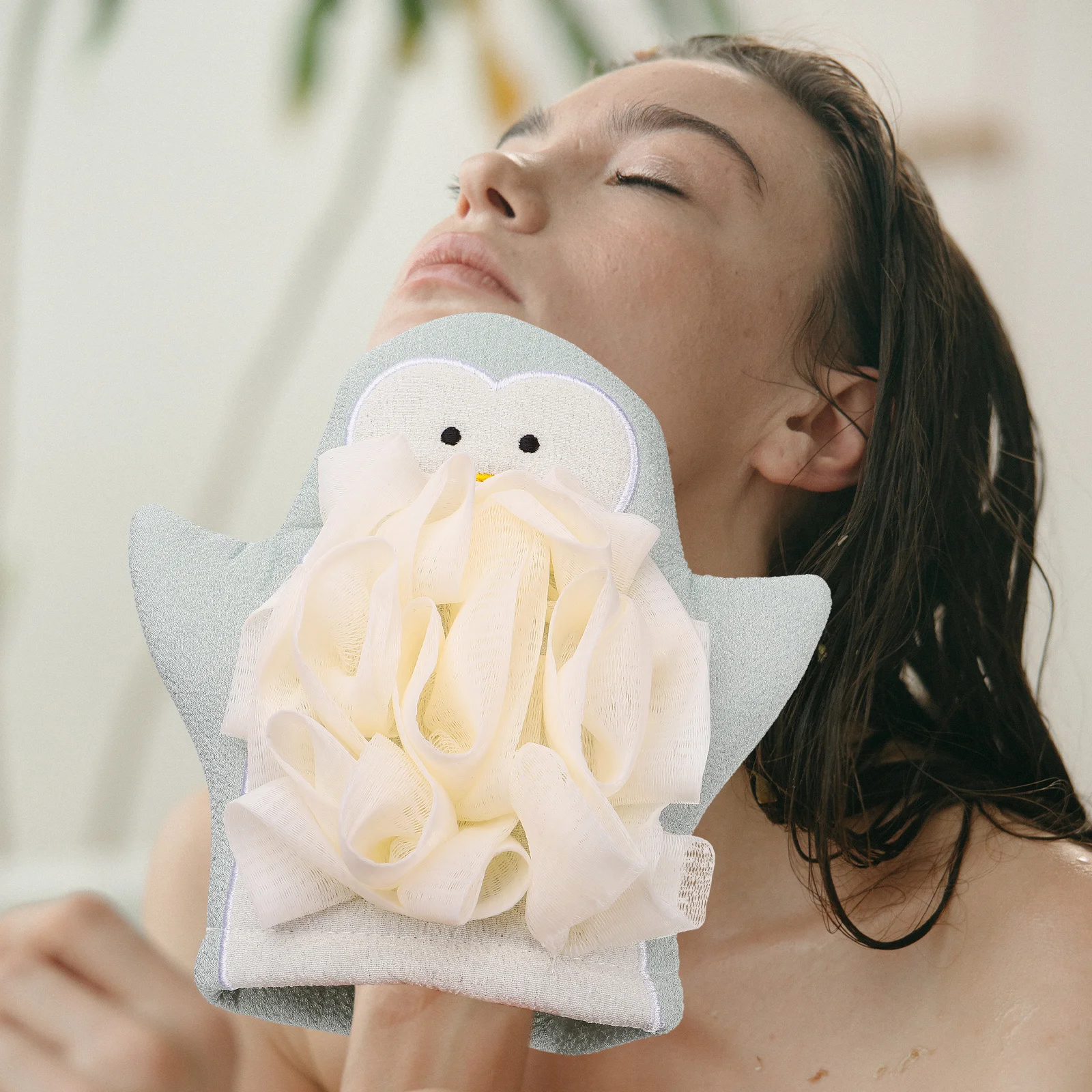 

Body Exfoliating Tool Bath Foaming Mittens Refreshing Color for Calm Soothing Shower Experience for Whole Family