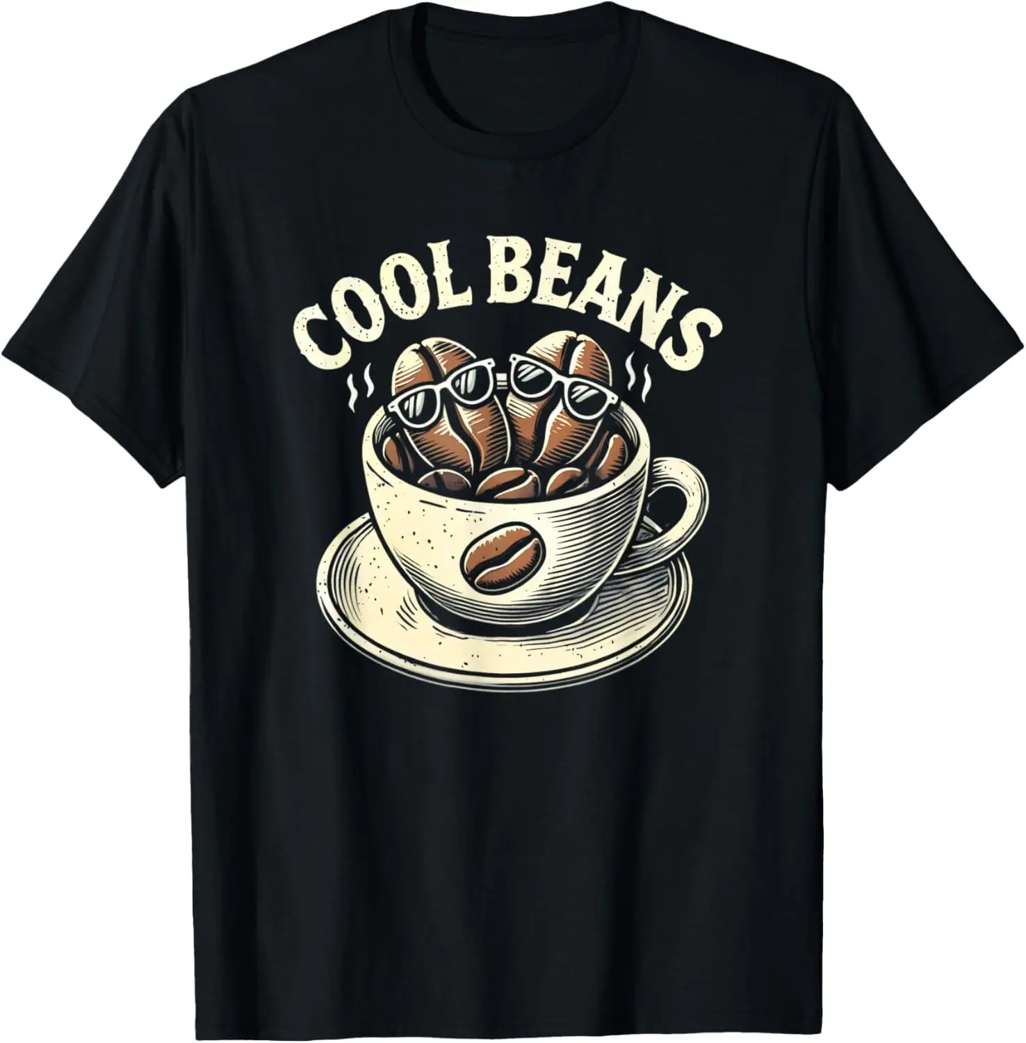 Cool Beans Coffee Caffeine Lover Retro Graphic Novelty T-Shirt Coffee,Humor T-Shirt,Funny,Meme,Drinking Iced Coffee ,Graphic tee,Cotton