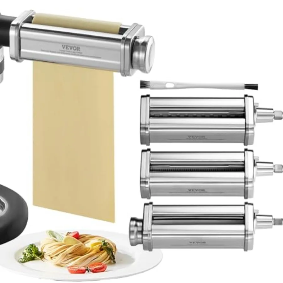 

Pasta Attachment for KitchenAid Stand Mixer, Stainless Steel Pasta Maker Attachment Includes Pasta Sheet Roller, Spaghetti Cutt